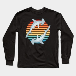 Hammerhead Sharks Retro Sunset Long Sleeve T-Shirt